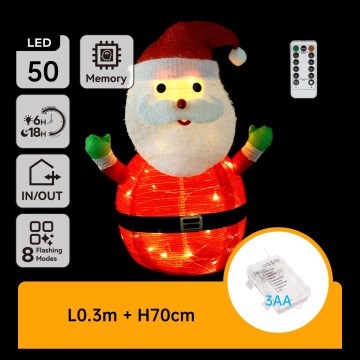 Aigostar - LED Outdoor Christmas Decoration 50xLED/3xAA 0,7m IP44 Santa Claus