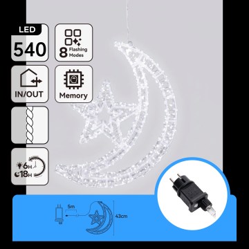 Aigostar - LED Outdoor Christmas Decoration 540xLED/6W/230V 43 cm IP44 cool white moon-shaped