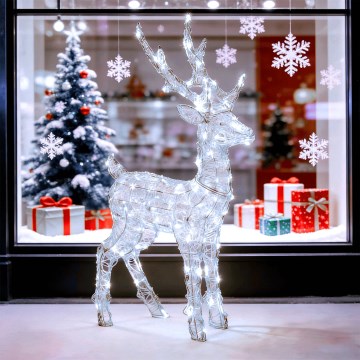 Aigostar - LED Outdoor Christmas decoration 80 LEDs / 8 functions 0.65 m IP44 cool white reindeer