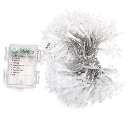 Aigostar - LED Outdoor Christmas String Lights, 100 LEDs / 8 Modes, 3xAA, 10 m, IP44, Cool White