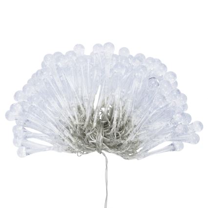 Aigostar - LED Outdoor Christmas String Lights 100xLED/8 functions 3xAA 10 m IP44 warm white drops