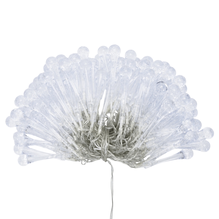 Aigostar - LED Outdoor Christmas String Lights 100xLED/8 functions 3xAA 10 m IP44 warm white drops