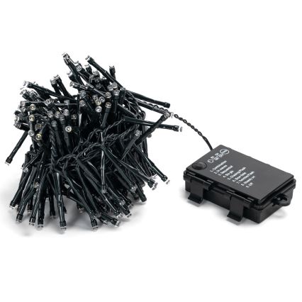 Aigostar - Outdoor LED Christmas String Lights, 200 LEDs, 8 lighting modes, 3xAA, 5.3 m, IP44, Cool White