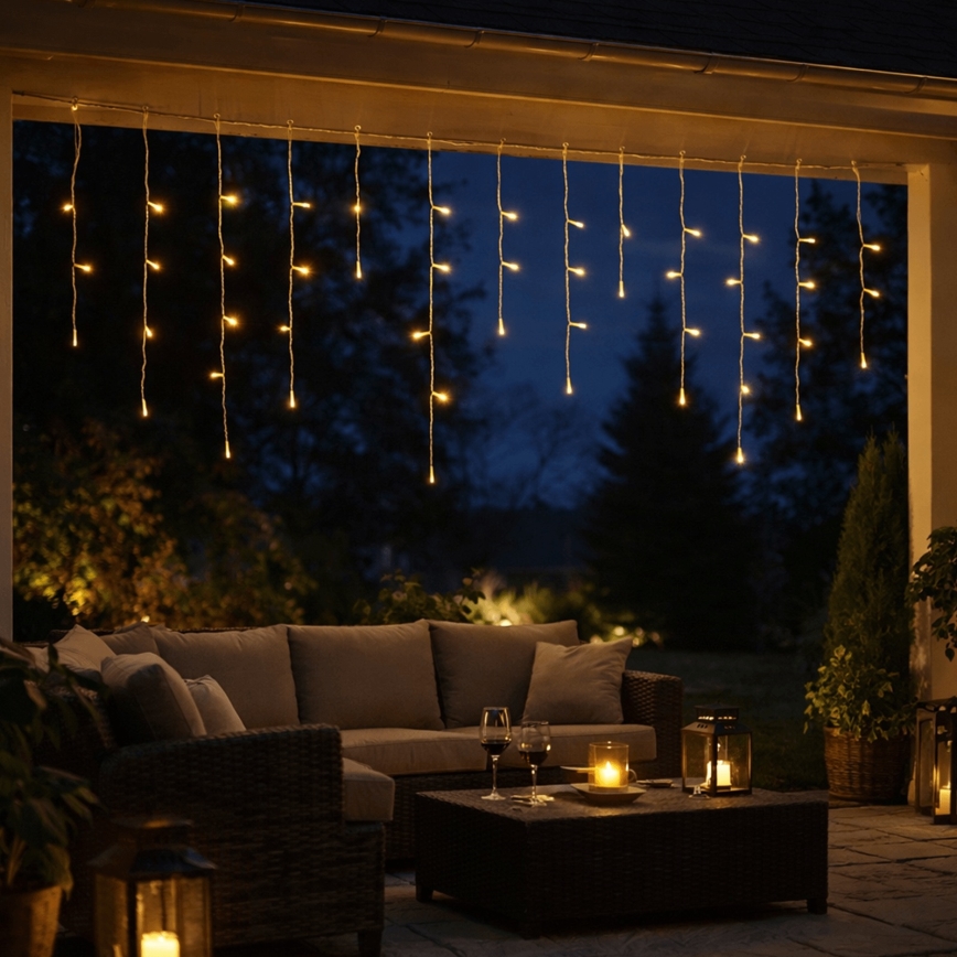 Aigostar - LED Outdoor Christmas Light Chain, 300xLED/8 functions, 3xAA, 18x0.6 m, IP44, warm white