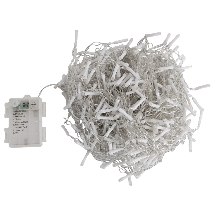 Aigostar - LED Outdoor Christmas Light Chain, 300xLED/8 functions, 3xAA, 18x0.6 m, IP44, warm white