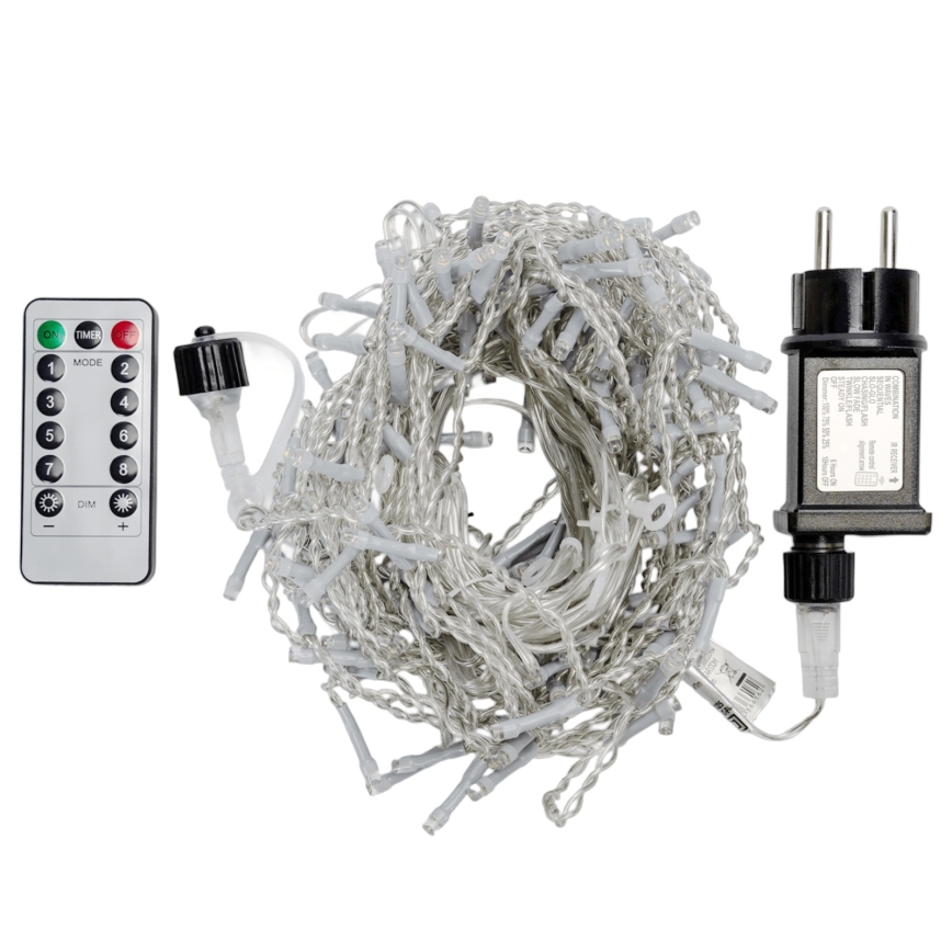 Aigostar - LED Outdoor Christmas String Lights 150 LEDs/6W/230V/8 modes 1.5x1 m IP44 warm white + remote control