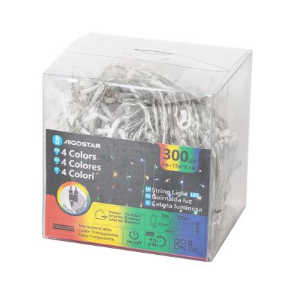Aigostar - LED Outdoor Christmas Light String 300 LEDs / 8 modes 18 x 0.4 m IP44 multicolor
