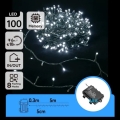 Aigostar - LED Outdoor Christmas Lights, 100 LEDs / 8 Modes, 3×AA, 5.3 m, IP44, Cool White