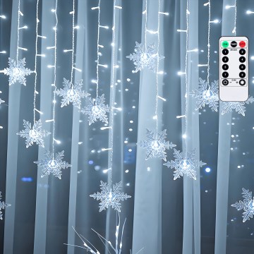 Aigostar - LED Outdoor Christmas Lights, 120 LEDs / 8 light modes, 3x0,7m, IP44, Cool White + Remote Control