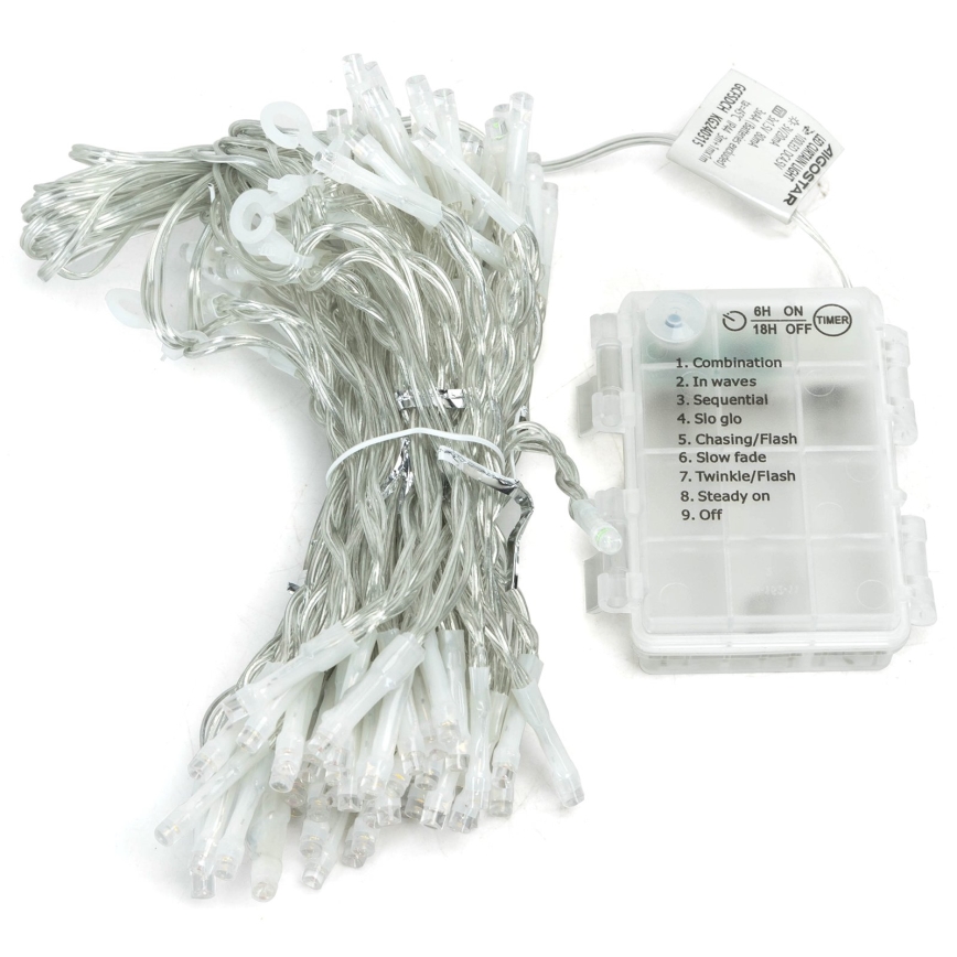 Aigostar - LED Outdoor Christmas String Lights 372 LEDs / 8 modes 3xAA 6x1.2m IP44 warm white