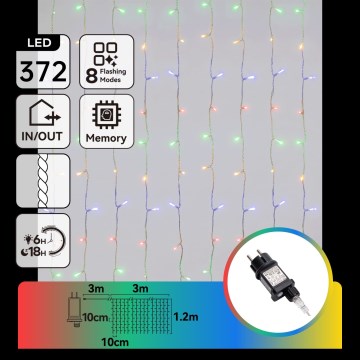Aigostar - LED Outdoor Christmas lights 372xLED/8 functions 6x1,2m IP44 multicolor