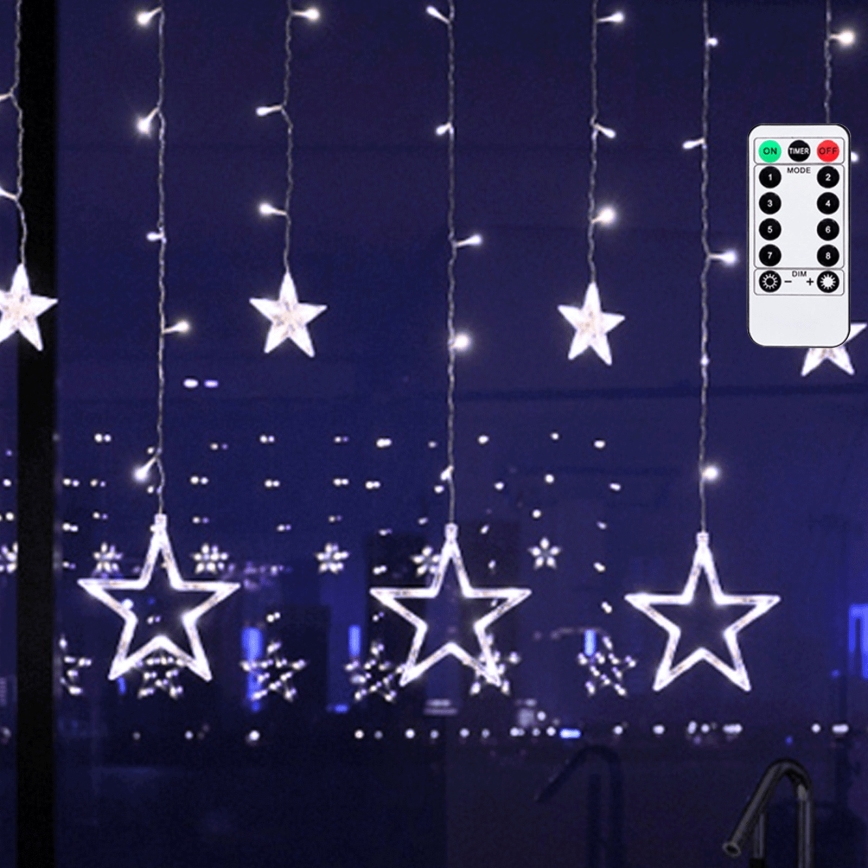 Aigostar - LED Outdoor String Lights, 120 LEDs / 8 Modes, 3×0.6 m, IP44, Cool White + Remote Control