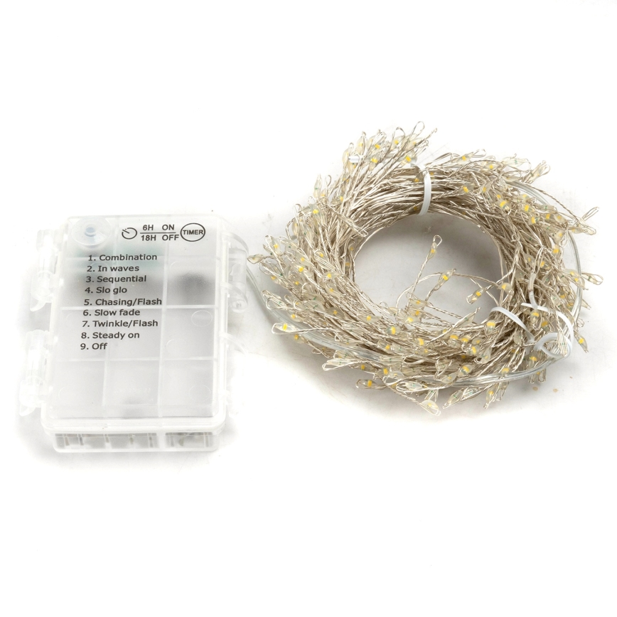 Aigostar - LED Outdoor Christmas String 300xLED/8 functions 3xAA 9,3m IP44 warm white