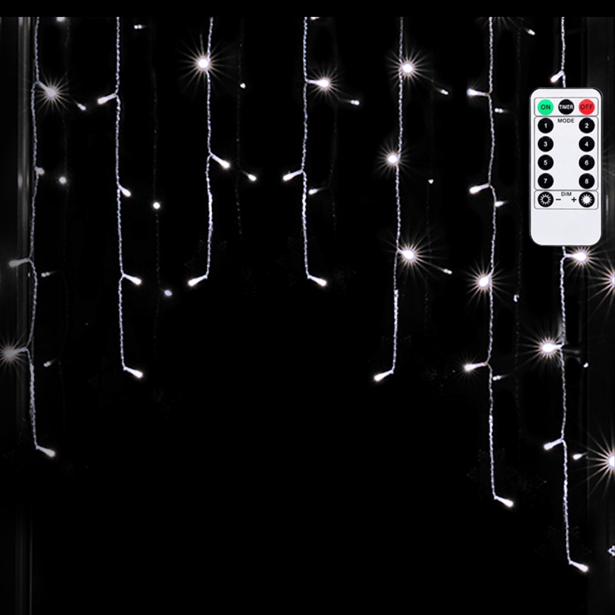 Aigostar - Outdoor LED Christmas String 100 LEDs/6W/230V/8 modes 1.5x1 m IP44 Cool White + Remote Control