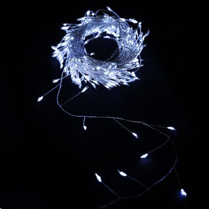 Aigostar - LED Outdoor Christmas String Lights 100 LEDs/8 functions 3xAA 3.3m IP44 cool white
