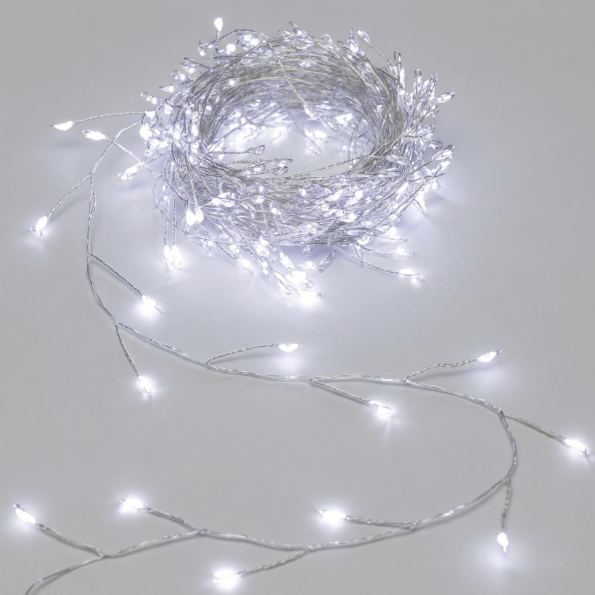 Aigostar - LED Outdoor Christmas String Lights 100 LEDs/8 functions 3xAA 3.3m IP44 cool white