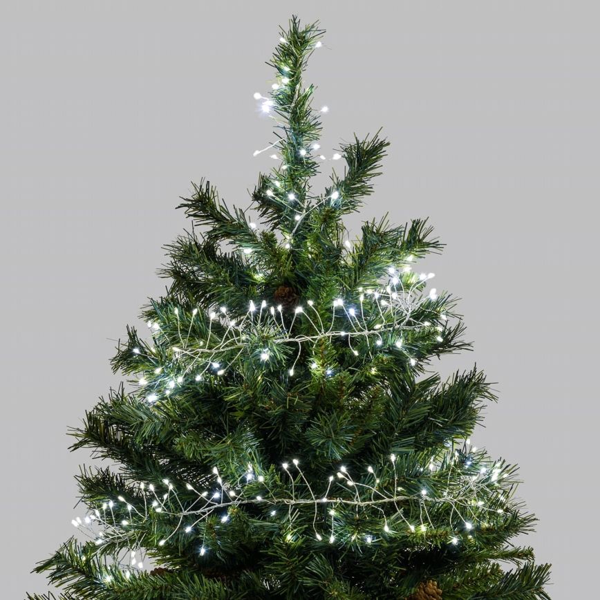 Aigostar - LED Outdoor Christmas String Lights 100 LEDs/8 functions 3xAA 3.3m IP44 cool white