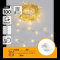 Aigostar - LED Outdoor Christmas String Lights, 100 LEDs / 8 modes, 3xAA, 3.3 m, IP44, Warm White