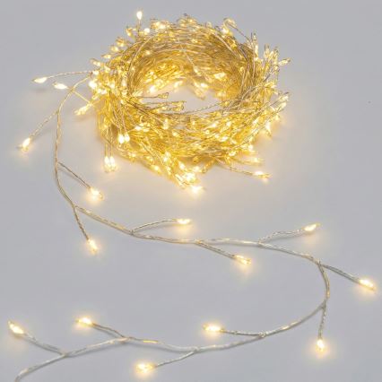 Aigostar - LED Outdoor Christmas String Lights, 100 LEDs / 8 modes, 3xAA, 3.3 m, IP44, Warm White