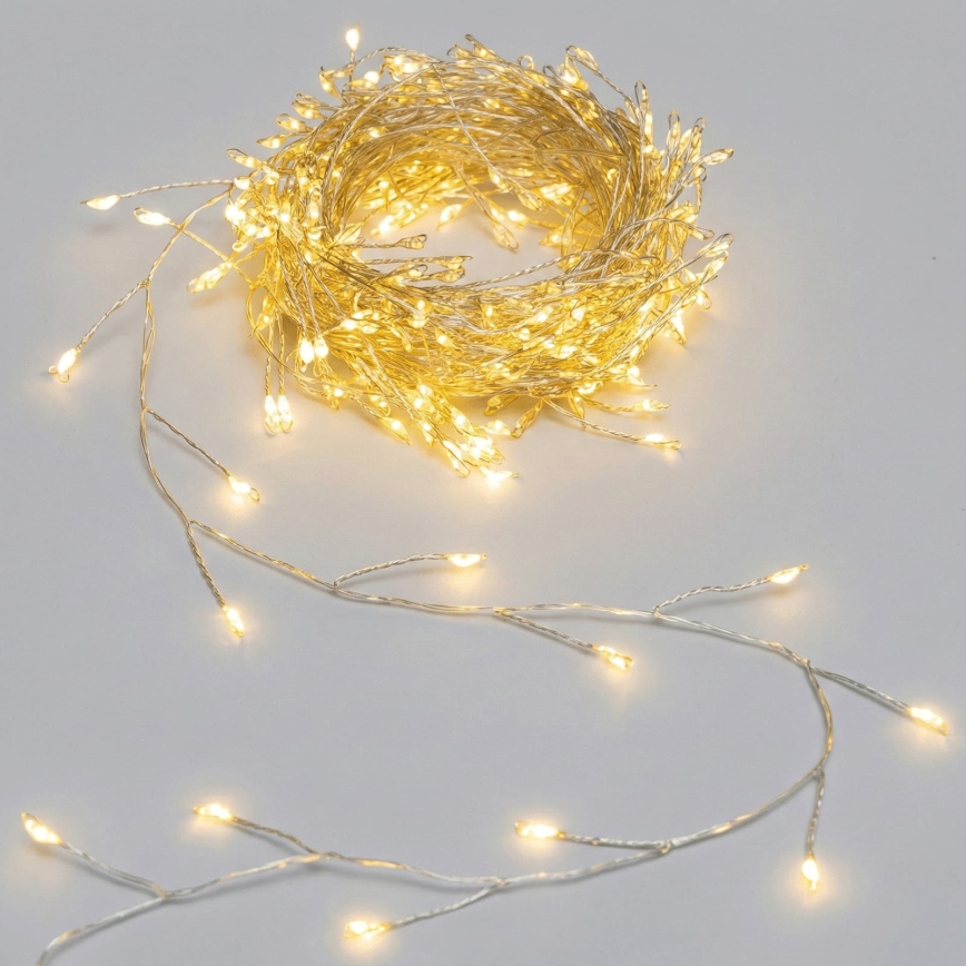 Aigostar - LED Outdoor Christmas String Lights, 100 LEDs / 8 modes, 3xAA, 3.3 m, IP44, Warm White