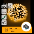 Aigostar - LED Outdoor Christmas String Lights, 100 LEDs / 8 Modes, Battery-powered (3x AA), 10.3 m, IP44, Warm White