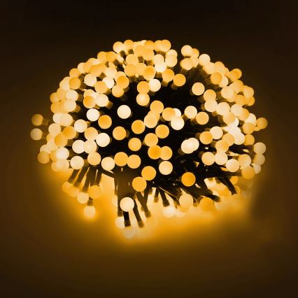 Aigostar - LED Outdoor Christmas String Lights, 100 LEDs / 8 Modes, Battery-powered (3x AA), 10.3 m, IP44, Warm White