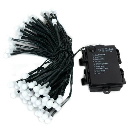 Aigostar - LED Outdoor Christmas String Lights, 100 LEDs / 8 Modes, Battery-powered (3x AA), 10.3 m, IP44, Warm White