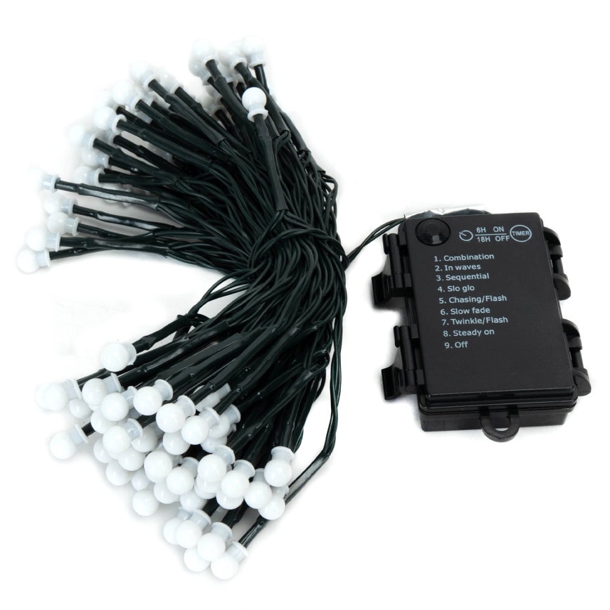 Aigostar - LED Outdoor Christmas String Lights, 100 LEDs / 8 Modes, Battery-powered (3x AA), 10.3 m, IP44, Warm White