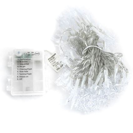Aigostar - LED Outdoor Christmas String Lights, 100 LEDs / 8 Functions, 3xAA, 10 m, IP44, Warm White, Stars
