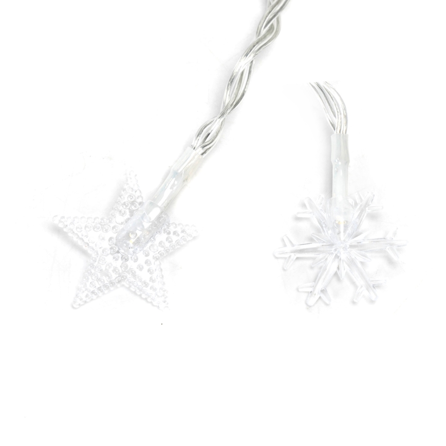 Aigostar - LED Outdoor Christmas String Lights 100 LEDs / 8 Functions, Battery-powered (3xAA), 10 m, IP44, Warm White, Stars