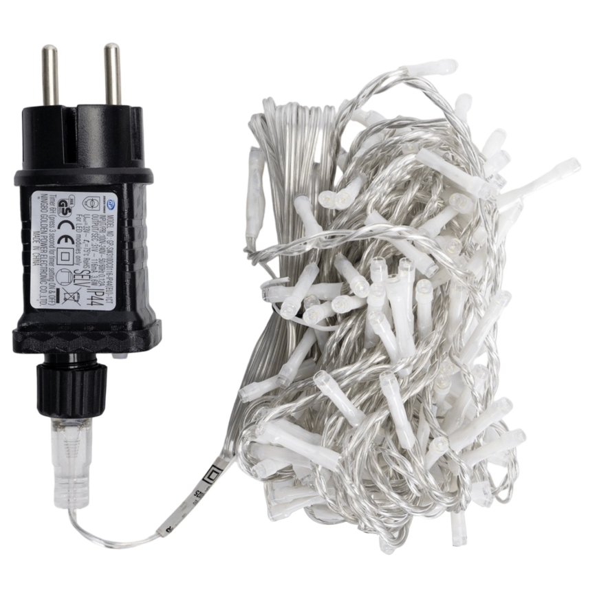 Aigostar - LED Outdoor Christmas String Lights 100xLED/8 modes 5.3m IP44 cool white
