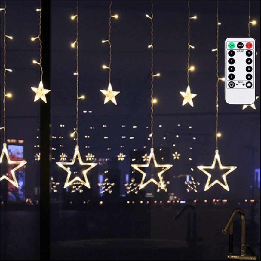 Aigostar - LED Outdoor String Lights 120 LEDs / 8 Modes 3 x 0.6 m IP44 Warm White + Remote Control