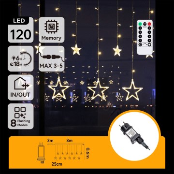 Aigostar - LED Outdoor Christmas String Lights, 120 LEDs / 8 lighting modes, 3 x 0.6 m, IP44, Warm White + Remote Control