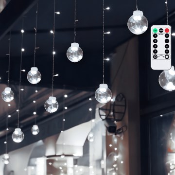 Aigostar - LED Outdoor Christmas String Lights 120 LEDs / 8 Modes, 3 x 0.6 m, IP44, Cool White + Remote Control