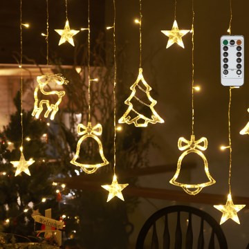Aigostar - LED Outdoor Christmas String Lights, 120 LEDs / 8 Modes, 3 x 0.6 m, IP44, Warm White + Remote Control