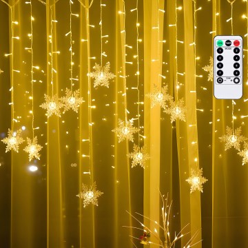 Aigostar - LED Outdoor Christmas String Lights 120 LEDs / 8 modes 3x0.7m IP44 warm white + remote control