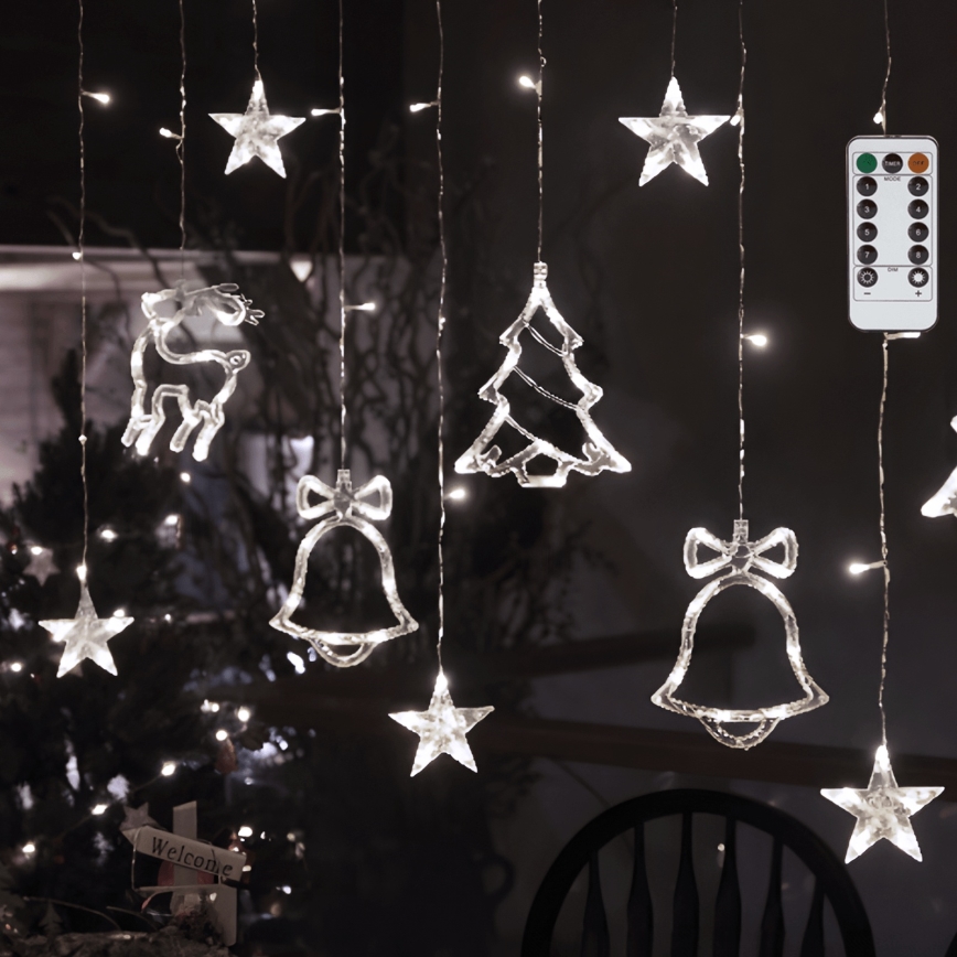 Aigostar - LED Outdoor Christmas String Lights 120xLED/8 functions 3x0,6m IP44 cool white + remote control