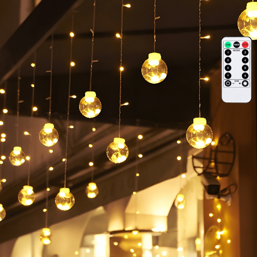 Aigostar - LED Outdoor Christmas String Lights 120xLED/8 functions 3x0,6m IP44 Warm White + Remote Control