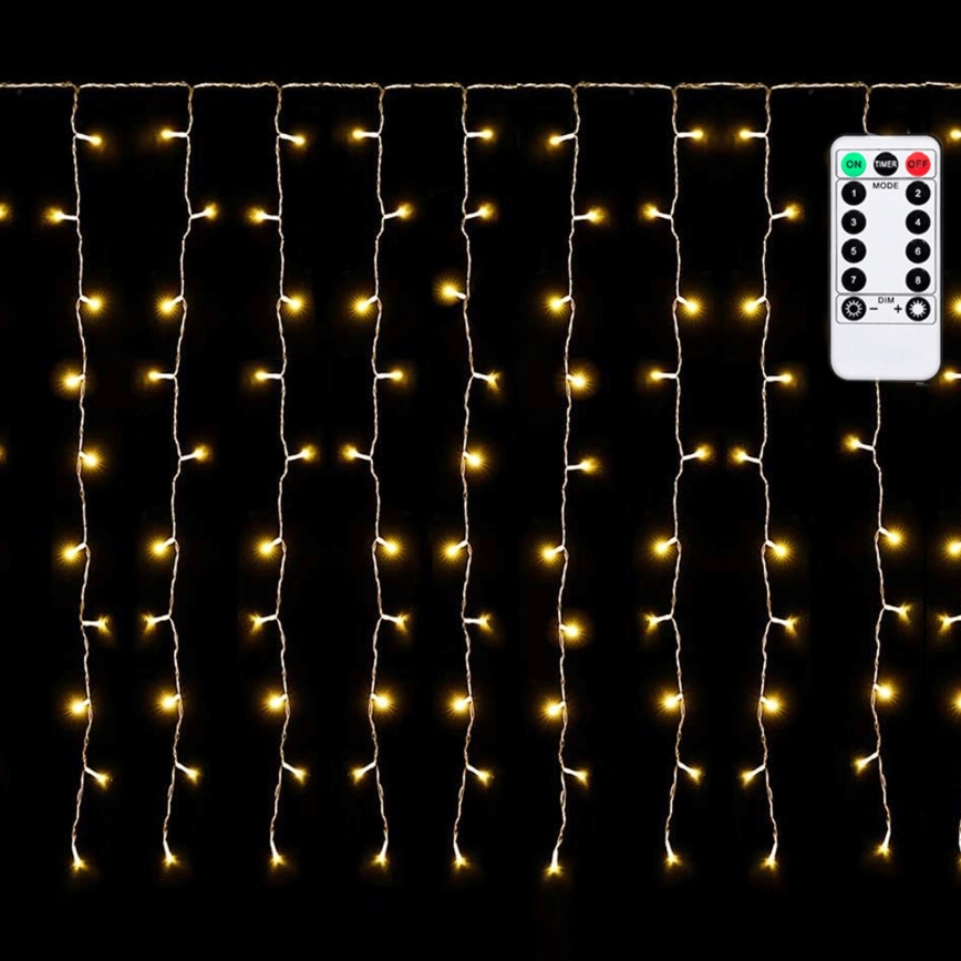Aigostar - LED Outdoor Christmas String Lights 150 LEDs/6W/230V/8 modes 1.5x1 m IP44 warm white + remote control