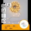 Aigostar - LED Outdoor Christmas String Lights, 150 LEDs / 8 modes, 3xAA, 15.3 m, IP44, Warm White