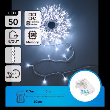 Aigostar - LED Outdoor Christmas String Lights 150xLED/8 functions 3xAA 5.3m IP44 blue