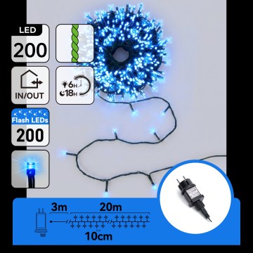Aigostar - LED Outdoor Christmas String Lights 200 LEDs 23 m IP44 Blue