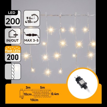 Aigostar - LED Outdoor Christmas String Lights, 200 LEDs, 8 x 0.4 m, IP44, Warm White