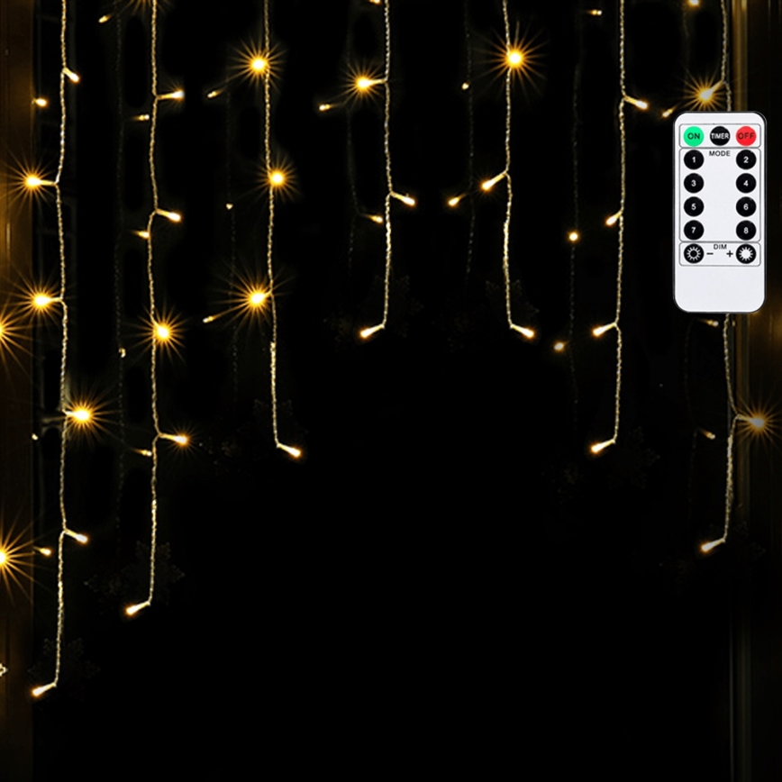 Aigostar - LED Outdoor Christmas String Lights, 200 LEDs, 6 W, 230 V, 8 Functions, 3 x 1 m, IP44, Warm White, Remote Control