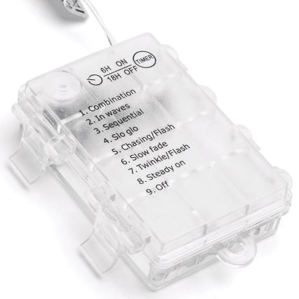 Aigostar - LED Outdoor Christmas String Lights 200xLED/8 modes 3xAA 5x2m IP44 warm white