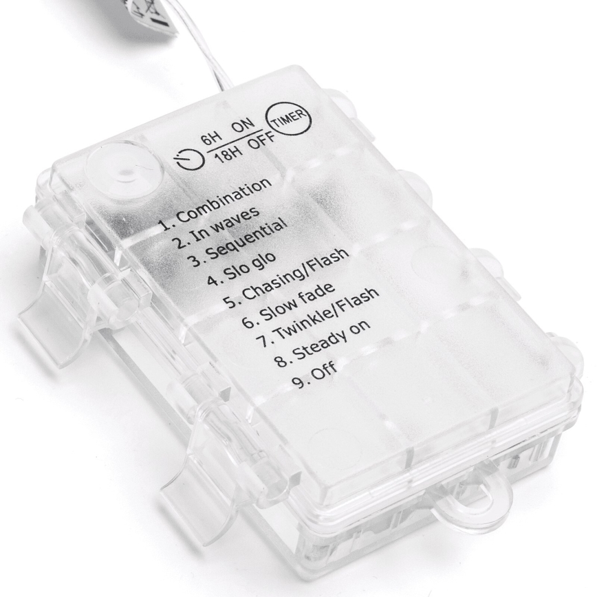 Aigostar - LED Outdoor Christmas String Lights 200xLED/8 modes 3xAA 5x2m IP44 warm white