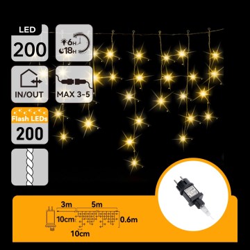 Aigostar - LED Outdoor Christmas String Lights 200xLED 8x0,6m IP44 warm white