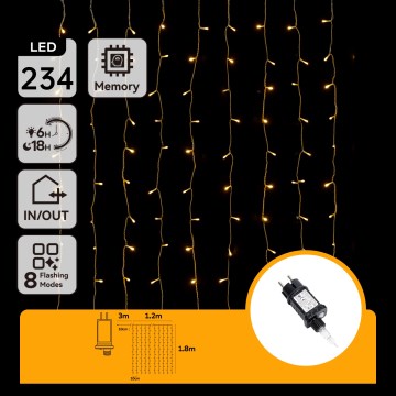 Aigostar - LED Outdoor Christmas String Lights 234 LEDs / 8 Functions 1.2 x 1.8 m IP44 Warm White
