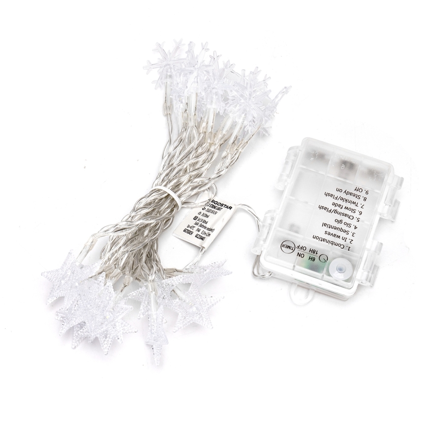Aigostar - LED Outdoor Christmas String Lights 25 LEDs/8 modes 3xAA 2.5 m IP44 cool white