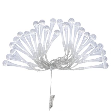 Aigostar - LED Outdoor String Lights 25 LEDs / 8 lighting modes 3xAA 2.5 m IP44 warm white drop-shaped